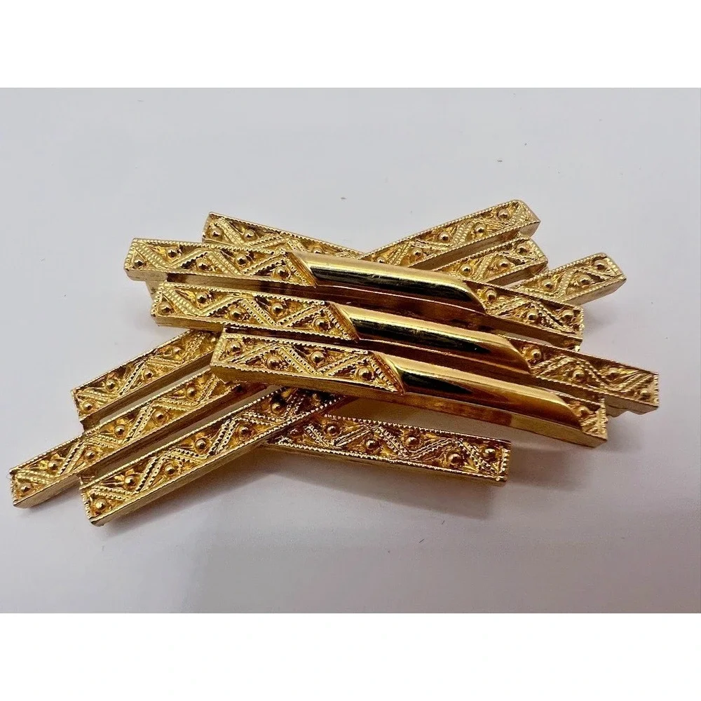Monet Gold Brooch Abstract‎ Textured Bars Modernist Pin Vintage Signed Statement